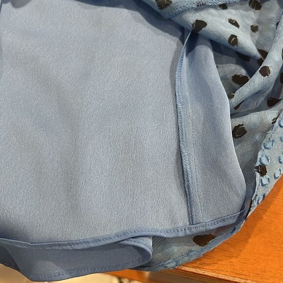 Rebecca Taylor nova dot clip long sleeve wrap dress in blue silk blend size 6 - Picture 12 of 13